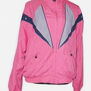 Jamie Sandock Pink and Navy Blue Vintage Windbreaker Jacket